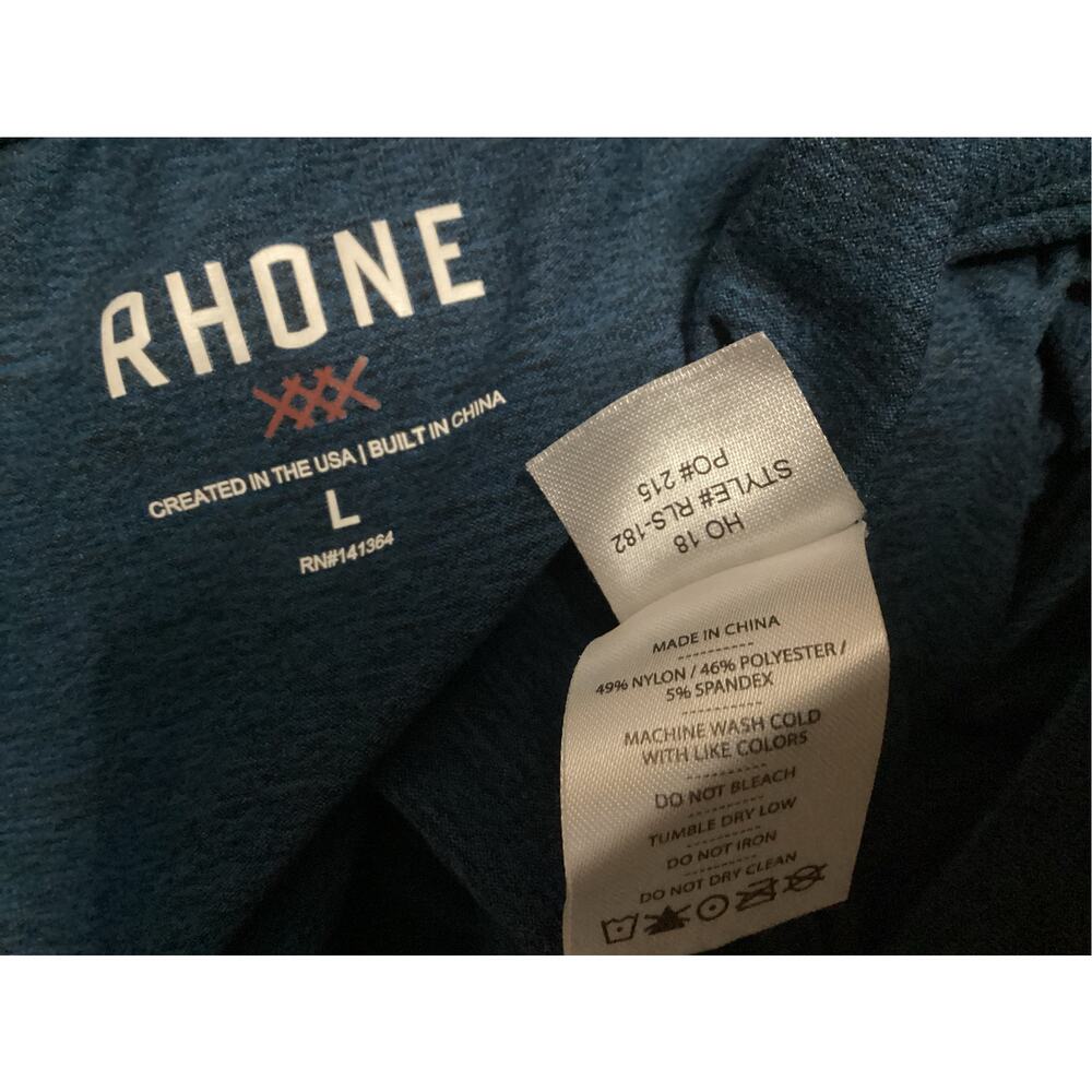 Rhone Men's Reign Long Sleeve Athletic Shirt Blue Heather Size L Raglan RLS-182 - Picture 2 of 4